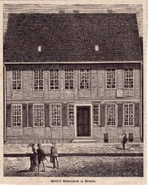 Bild des Verkufers fr Moltke`s Geburtshaus in Parchim. Holzstich. zum Verkauf von Antiquariat Heinz Tessin