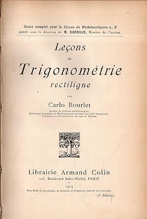Seller image for Le §ons de Trigonom  trie rectiligne for sale by Messinissa libri