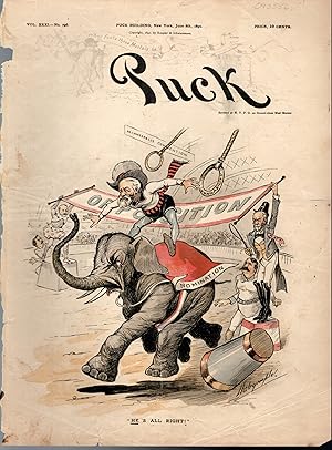 Seller image for Lithograph PRINT: "He's All Right!". from Puck Magazine, June 8, 1892 for sale by Dorley House Books, Inc.