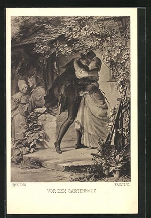 Bild des Verkufers fr Ansichtskarte Szene aus Goethes Faust, Vor dem Gartenhaus zum Verkauf von Bartko-Reher