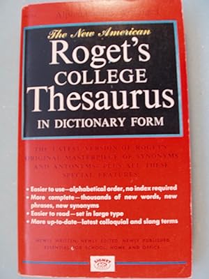Seller image for The New American Roget's College Thesaurus In Dictionary Form for sale by PB&J Book Shop