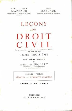 Seller image for Le?ons de droit civil Tome III premier volume : S?ret?s, publicit? fonci?re - Henri Mazeaud for sale by Book Hmisphres