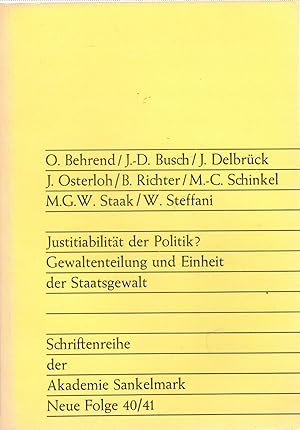 Seller image for Justitiabilit?t der Politik? Gewaltenteilung und Einheit der Staatsgewalt for sale by Antiquariat Hans Wger