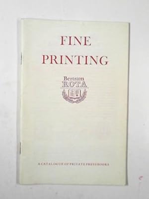 Bild des Verkufers fr Catalogue no.236, Winter 1984: Fine printing: a catalogue of private press books zum Verkauf von Cotswold Internet Books