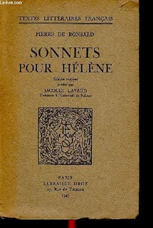 Bild des Verkufers fr Sonnets pour Hlne zum Verkauf von Le-Livre