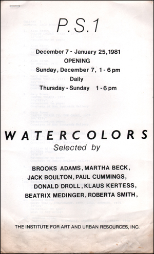 Seller image for P.S.1 : Watercolors for sale by Specific Object / David Platzker