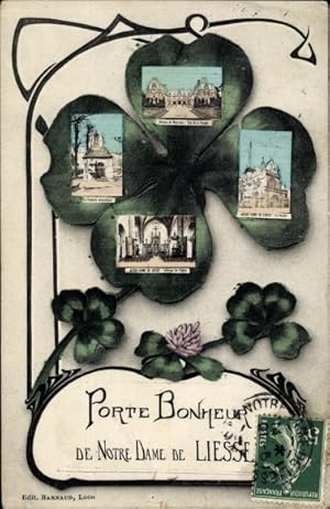 Bild des Verkufers fr Ansichtskarte / Postkarte Notre Dame de Liesse Aisne, Porte Bonheur, Ortsansichten, Souvenir, Glcksklee zum Verkauf von akpool GmbH