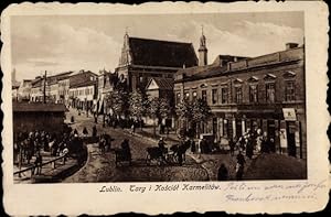 Ansichtskarte / Postkarte Lublin Polen, Targ i Kosciol Karmelitow, Kirche