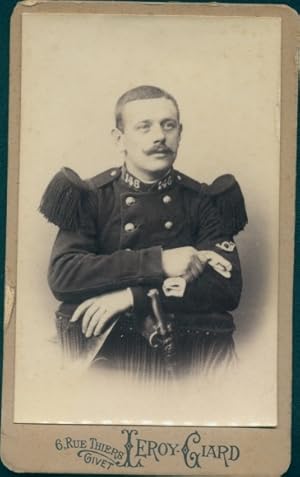 CdV Französischer Soldat, Dritte Republik, Uniform, Regt. Nr. 148, Epaulette - Fotostudio/-Atelie...
