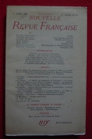 La Nouvelle Nouvelle Revue Française 6e année N° 63 - 1er Mars 1958