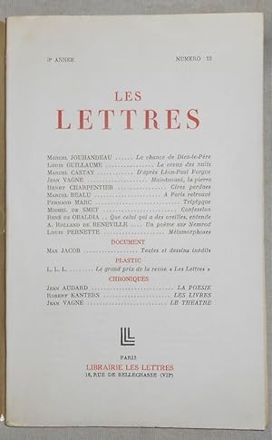 Immagine del venditore per Les Lettres n12 venduto da Librairie Sedon
