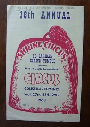 Imagen del vendedor de Programme de cirque de Shrine Circus Sept. 27th 28th 29th 1968 a la venta por Librairie Sedon