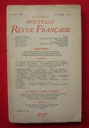 La Nouvelle Nouvelle Revue Française 1ère année N° 8 - 1er Août 1953