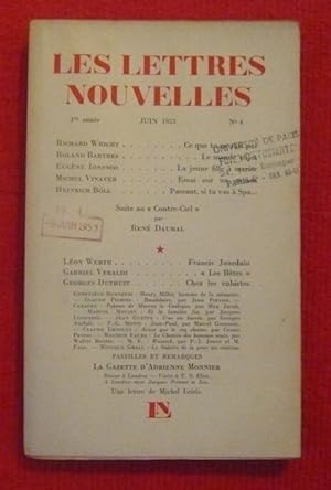 Bild des Verkufers fr Les Lettres Nouvelles n4 zum Verkauf von Librairie Sedon