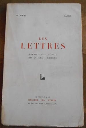 Imagen del vendedor de Les Lettres ?- Posie-Philosophie-Littrature-Critique- Deuxime Cahier a la venta por Librairie Sedon