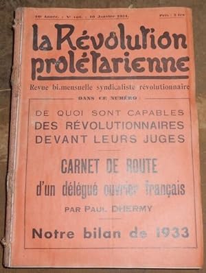 Seller image for La Rvolution Proltarienne ? revue bi-mensuelle syndicaliste rvolutionnaire for sale by Librairie Sedon