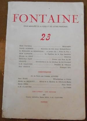 Imagen del vendedor de Fontaine n23 Revue Mensuelle de la Posie et des Lettres Franaises a la venta por Librairie Sedon