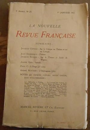 Image du vendeur pour La Nouvelle Revue Franaise n25 mis en vente par Librairie Sedon
