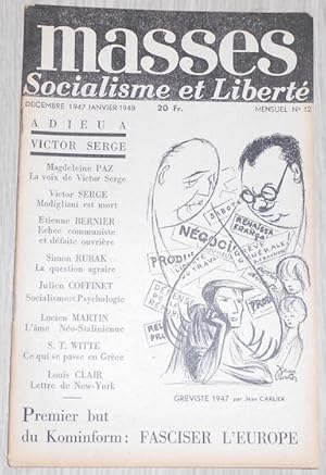 Bild des Verkufers fr Masses Socialisme et Libert n12 zum Verkauf von Librairie Sedon
