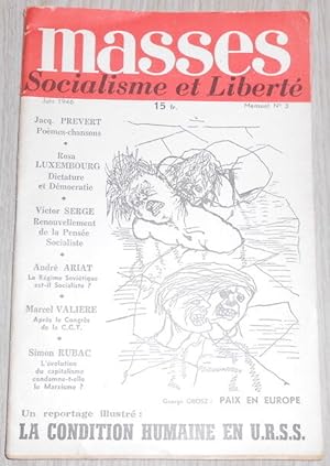 Bild des Verkufers fr Masses Socialisme et Libert n3 zum Verkauf von Librairie Sedon