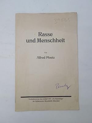 Rasse und Menschheit. Sonderdruck aus dem Juliheft 1927 "Die Rassenfrage" der Süddeutschen Monats...