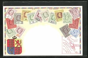 Bild des Verkufers fr Lithographie Briefmarken aus Sdostasien, Straits Settlements, Wappen mit Harfe und Lwen zum Verkauf von Bartko-Reher