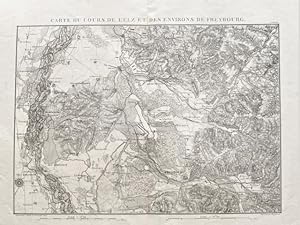 Freiburg. Carte du cours de l'Elz et des environs de Freybourg. Original Stahlstichkarte aus Atla...
