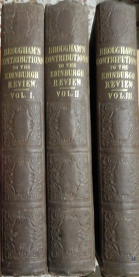 Bild des Verkufers fr Contributions to the Edinburgh review by Henry, Lord Brougham. 3 tomos zum Verkauf von Libreria Sanchez