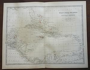 Caribbean Sea West Indies Cuba Jamaica Bahamas Puerto Rico 1868 Johnston map