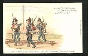 Image du vendeur pour Lithographie Genie-Regiment, Soldaten marschieren in Uniformen und voller Montur mis en vente par Bartko-Reher