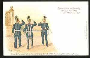 Image du vendeur pour Lithographie Regiment Ingenieurs-Corps und Genie-Reg., historische Uniformen des bayrischen Heeres mis en vente par Bartko-Reher