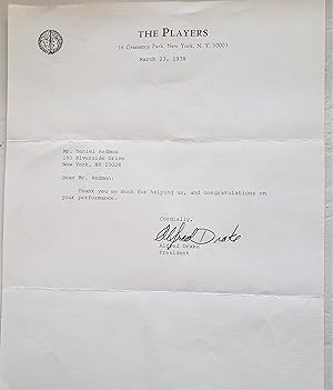 Imagen del vendedor de Alfred Drake (SIGNED letter) a la venta por DR Fine Arts