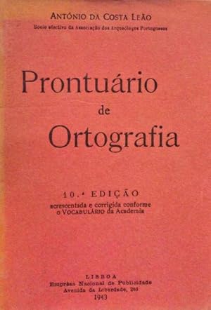 Immagine del venditore per PRONTURIO DE ORTOGRAFIA. [10. EDIO] venduto da Livraria Castro e Silva