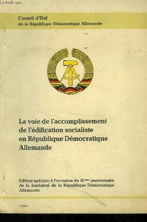 Image du vendeur pour La voie de l'accomplissement de l'dification socialiste en Rpublique dmocratique Allemande mis en vente par Le-Livre