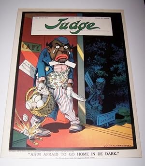 AH'M AFRAID TO GO HOME IN DE DARK [Cover illustration lithograph from JUDGE magazine]