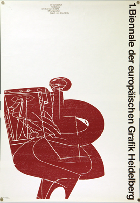 Plakat - HAP Grieshaber - 1. Biennale der europäischen Grafik Heidelberg. Offset.