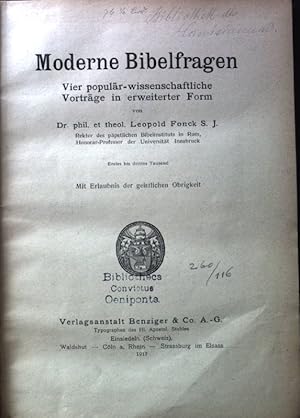 Seller image for Moderne Bibelfragen. Vier populr-wissenschaftliche Vortrge in erweiterter Form; for sale by books4less (Versandantiquariat Petra Gros GmbH & Co. KG)