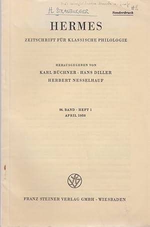 Bild des Verkufers fr Thukydides und die politische Selbstdarstellung der Athener. [Aus: Hermes, 86. Bd., Heft 1, April 1958]. zum Verkauf von Fundus-Online GbR Borkert Schwarz Zerfa