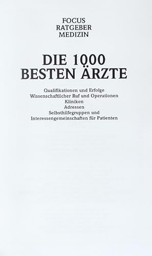 Immagine del venditore per Die 1000 besten rzte. venduto da Antiquariat Bookfarm