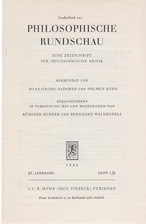 Neues zum Streit um Platons Prinzipientheorie. [Aus: Philosophische Rundschau, 27. Jg., 1980, Hef...