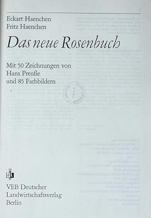 Bild des Verkufers fr Das neue Rosenbuch. zum Verkauf von Antiquariat Bookfarm