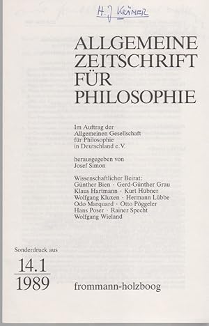 Neue Literatur zum neuen Platonbild. [Aus: Allg. Zeitschrift für Philosophie, 14.1, 1989].
