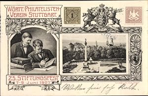 Briefmarken Ansichtskarte / Postkarte Stuttgart in Baden Württemberg, Philatelistenverein, 25. St...