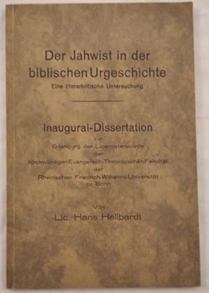 Bild des Verkufers fr Der Jahwist in der biblischen Urgeschichte: Eine Inaugural-Dissertation. zum Verkauf von KULTur-Antiquariat