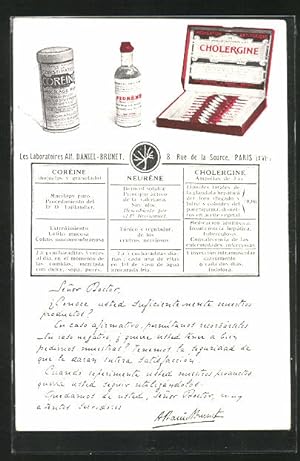 Ansichtskarte Coréine, Neurène, Cholergine, Medikament