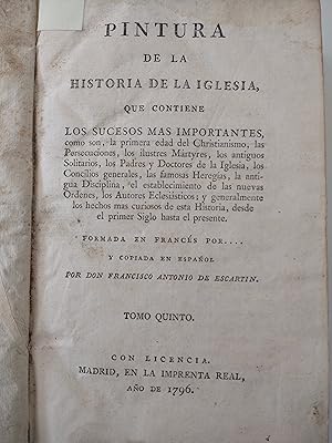 Imagen del vendedor de PINTURA DE LA HISTORIA DE LA IGLESIA QUE CONTIENE. TOMO QUINTO. a la venta por LIBRERIA CLIO