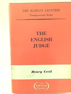 Imagen del vendedor de English Judge (Hamlyn Lecture Series) a la venta por World of Rare Books