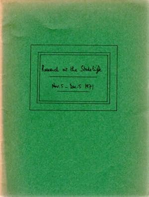 Bild des Verkufers fr Research at the Stedelijk. Stedelijk Museum , November 5 - December 5, 1971. zum Verkauf von Antiquariat Querido - Frank Hermann