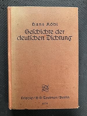 Imagen del vendedor de Geschichte der deutschen Dichtung; Achte, vollstndig durchgearbeitete und vermehrte Auflage a la venta por Cragsmoor Books