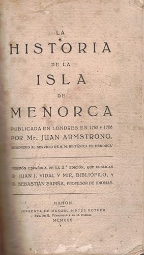 Seller image for LA HISTORIA DE LA ISLA DE MENORCA for sale by Asilo del libro